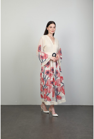 Floral Embroidered Belted Dress Floral Embroidered Belted Dress